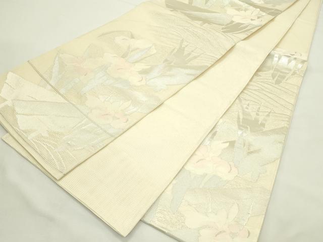 平和屋着物＊夏物　六通柄袋帯　杜若　銀糸　正絹　逸品　未使用　CABL5239rv