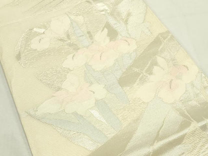 平和屋着物＊夏物　六通柄袋帯　杜若　銀糸　正絹　逸品　未使用　CABL5239rv