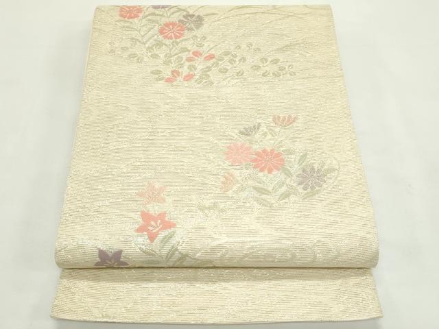 平和屋着物＊夏物　六通柄袋帯　秋草文　金糸　正絹　逸品　CABL5249rv
