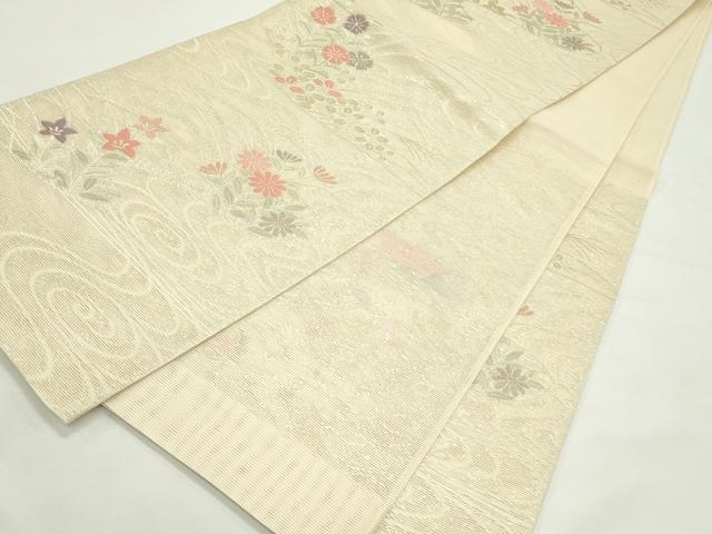 平和屋着物＊夏物　六通柄袋帯　秋草文　金糸　正絹　逸品　CABL5249rv