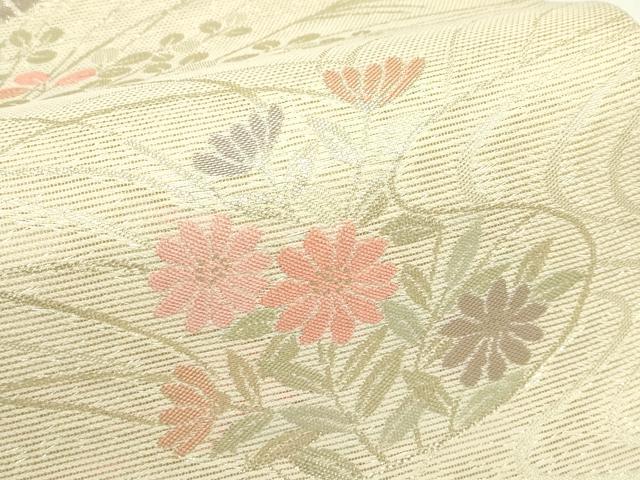 平和屋着物＊夏物　六通柄袋帯　秋草文　金糸　正絹　逸品　CABL5249rv