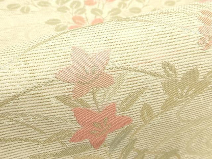 平和屋着物＊夏物　六通柄袋帯　秋草文　金糸　正絹　逸品　CABL5249rv