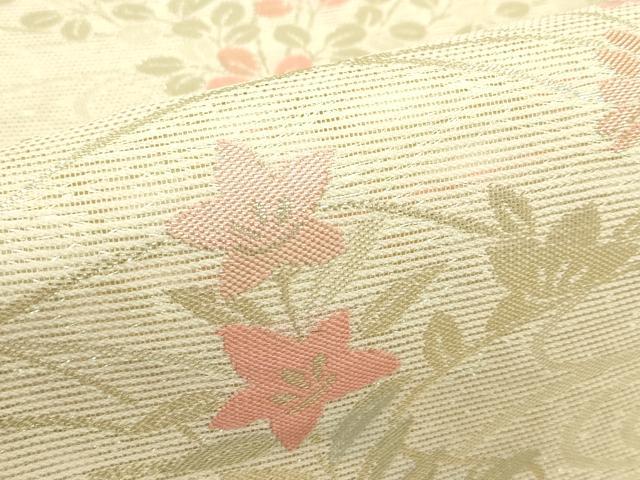 平和屋着物＊夏物　六通柄袋帯　秋草文　金糸　正絹　逸品　CABL5249rv