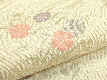 平和屋着物＊夏物　六通柄袋帯　秋草文　金糸　正絹　逸品　CABL5249rv