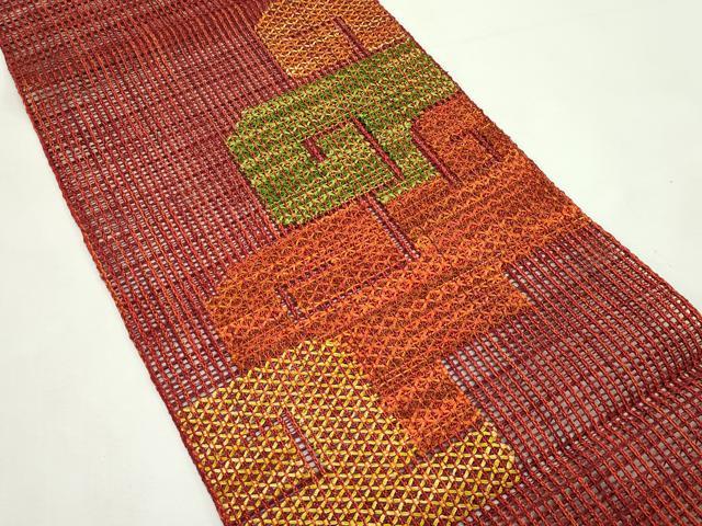 平和屋着物＊夏物　八寸名古屋帯　羅　抽象文　正絹　逸品　CABL5254rv