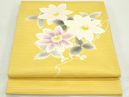 平和屋着物＊夏物　絽塩瀬　九寸開き名古屋帯　手描き　草花文　正絹　逸品　CABL5257rv