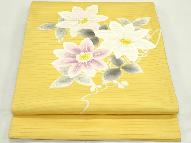 平和屋着物＊夏物　絽塩瀬　九寸開き名古屋帯　手描き　草花文　正絹　逸品　CABL5257rv