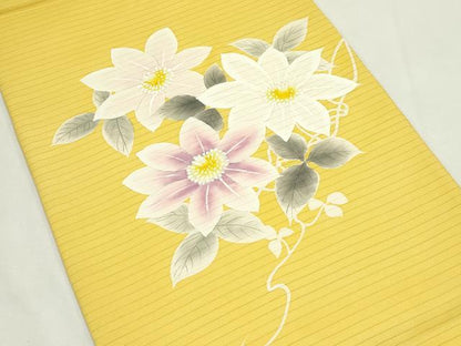 平和屋着物＊夏物　絽塩瀬　九寸開き名古屋帯　手描き　草花文　正絹　逸品　CABL5257rv