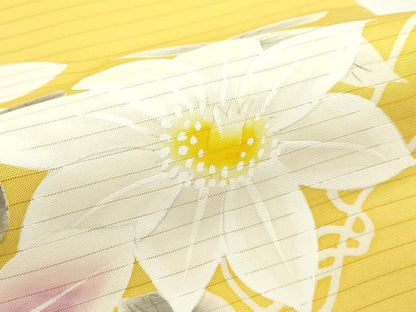 平和屋着物＊夏物　絽塩瀬　九寸開き名古屋帯　手描き　草花文　正絹　逸品　CABL5257rv