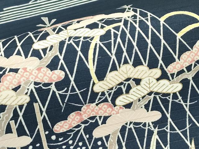 平和屋着物＊夏物　絽塩瀬　九寸名古屋帯　浜松文　金彩　正絹　逸品　CABL5258rv