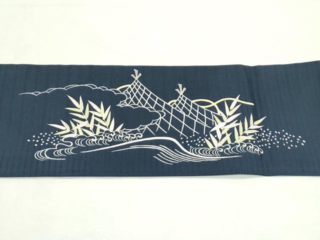 平和屋着物＊夏物　絽塩瀬　九寸名古屋帯　浜松文　金彩　正絹　逸品　CABL5258rv