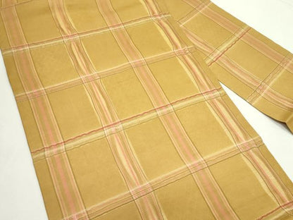 平和屋着物＊夏物　九寸名古屋帯　格子柄　正絹　逸品　CABL5259rv