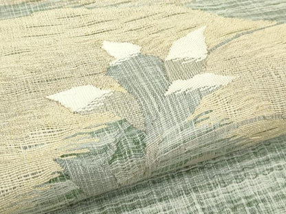 平和屋着物＊夏物　太鼓柄袋帯　すくい織　遠山秋草文　金糸　正絹　逸品　CABL5261rv