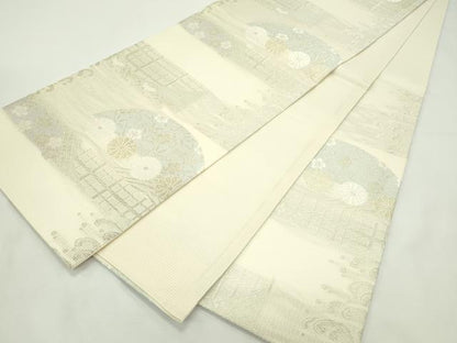 平和屋着物＊夏物　六通柄袋帯　唐織　立波菊花文　金銀糸　正絹　逸品　未使用　CABL5264rv