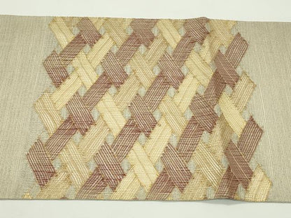 平和屋着物＊夏物　太鼓柄袋帯　網目文様　金糸　正絹　逸品　CABL5265rv