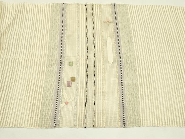 平和屋着物＊夏物　八寸名古屋帯　絽綴れ　横段花文　正絹　逸品　CABL5267rv