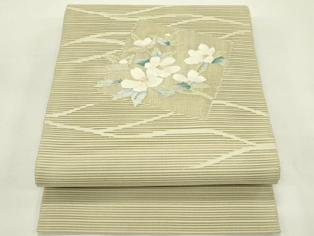 平和屋着物＊夏物　八寸名古屋帯　絽綴れ　色紙草花文　金銀糸　正絹　逸品　CABL5270rv