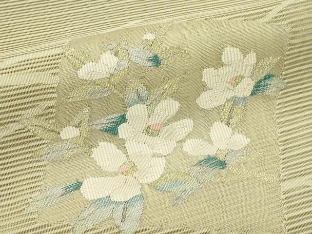 平和屋着物＊夏物　八寸名古屋帯　絽綴れ　色紙草花文　金銀糸　正絹　逸品　CABL5270rv