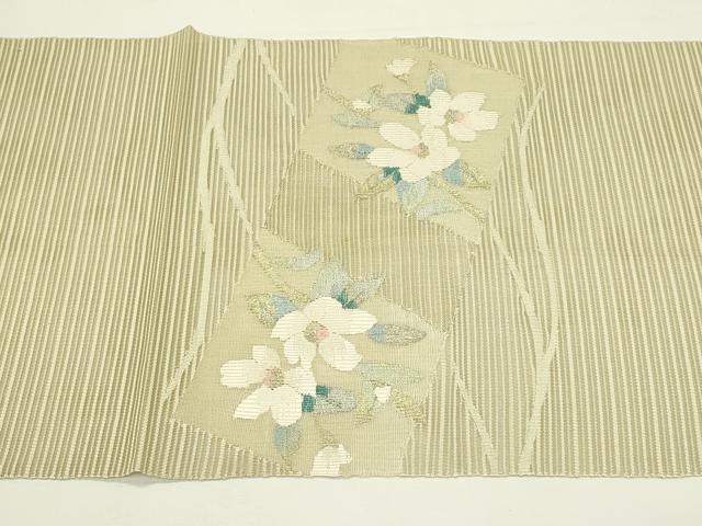 平和屋着物＊夏物　八寸名古屋帯　絽綴れ　色紙草花文　金銀糸　正絹　逸品　CABL5270rv