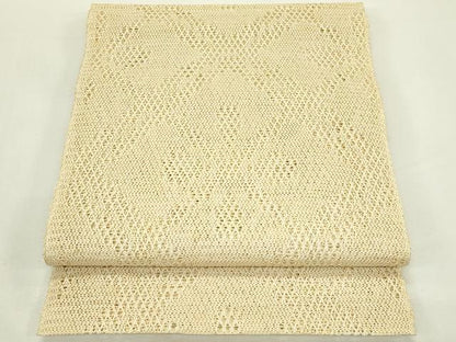 平和屋着物＊夏物　八寸名古屋帯　羅　菱文様　香色　正絹　逸品　CABL5273rv