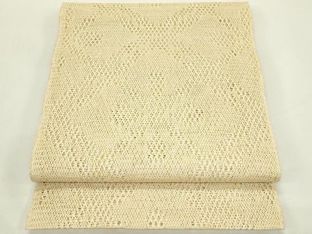 平和屋着物＊夏物　八寸名古屋帯　羅　菱文様　香色　正絹　逸品　CABL5273rv