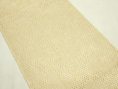 平和屋着物＊夏物　八寸名古屋帯　羅　菱文様　香色　正絹　逸品　CABL5273rv