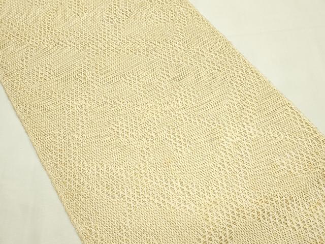 平和屋着物＊夏物　八寸名古屋帯　羅　菱文様　香色　正絹　逸品　CABL5273rv