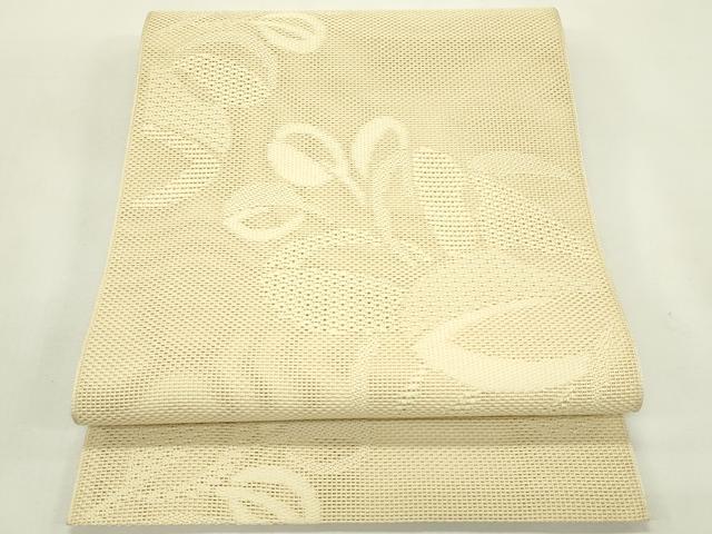 平和屋着物＊夏物　八寸名古屋帯　草花文　香色　正絹　逸品　CABL5274rv