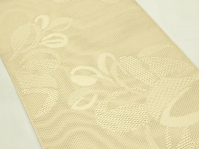 平和屋着物＊夏物　八寸名古屋帯　草花文　香色　正絹　逸品　CABL5274rv