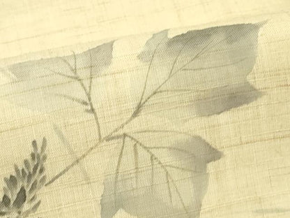 平和屋着物＊夏物　九寸名古屋帯　作家物　手描き　草花文　麻　逸品　CABL5276rv