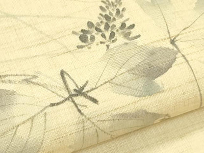 平和屋着物＊夏物　九寸名古屋帯　作家物　手描き　草花文　麻　逸品　CABL5276rv
