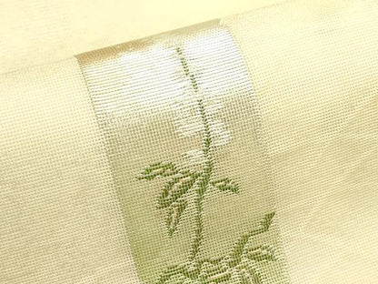 平和屋着物＊夏物　九寸名古屋帯　短冊草花文　金銀糸　正絹　逸品　CABL5277rv