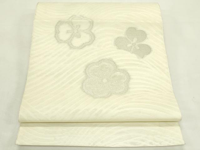 平和屋着物＊夏物　八寸名古屋帯　立波舞花文　銀糸　CABL5283rv