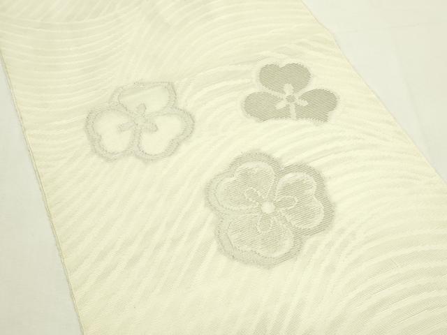 平和屋着物＊夏物　八寸名古屋帯　立波舞花文　銀糸　CABL5283rv