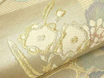 平和屋着物＊夏物　六通柄袋帯　唐織　色紙重ね草花文　紫陽花　いざよい　金銀糸　正絹　逸品　未使用　CABL5292rv