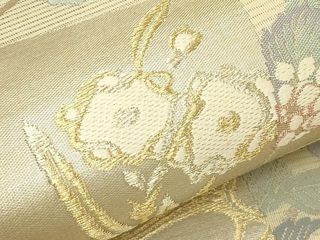 平和屋着物＊夏物　六通柄袋帯　唐織　色紙重ね草花文　紫陽花　いざよい　金銀糸　正絹　逸品　未使用　CABL5292rv