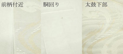 平和屋着物＊夏物　八寸名古屋帯　流水文　金糸　CABL5296rv