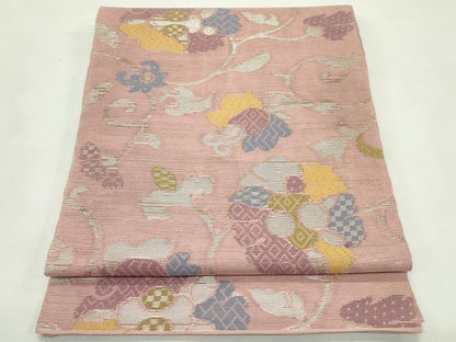 平和屋着物＊夏物　六通柄　本袋帯　更紗花文　銀糸　正絹　逸品　CABL5306rv