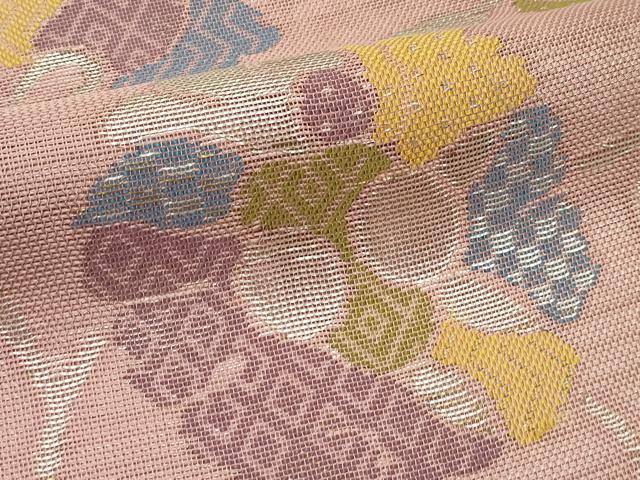 平和屋着物＊夏物　六通柄　本袋帯　更紗花文　銀糸　正絹　逸品　CABL5306rv
