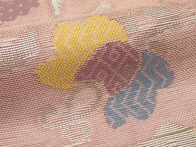 平和屋着物＊夏物　六通柄　本袋帯　更紗花文　銀糸　正絹　逸品　CABL5306rv