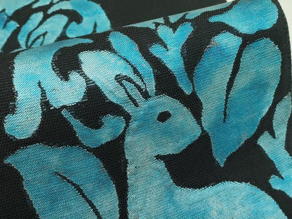 平和屋着物＊夏物　六通柄袋帯　兎　黒地　正絹　逸品　CABL5309rv