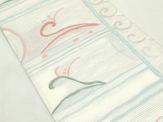 平和屋着物＊夏物　六通柄袋帯　抽象文　銀糸　CABL5312rv