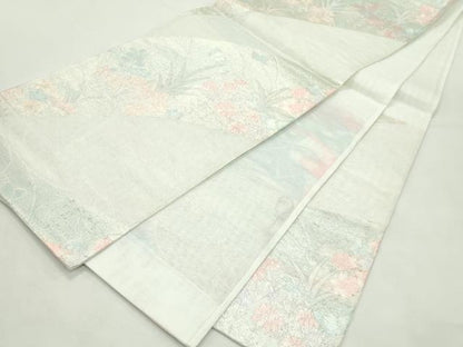 平和屋着物＊夏物　六通柄袋帯　秋草文　銀糸　CABL5314rv