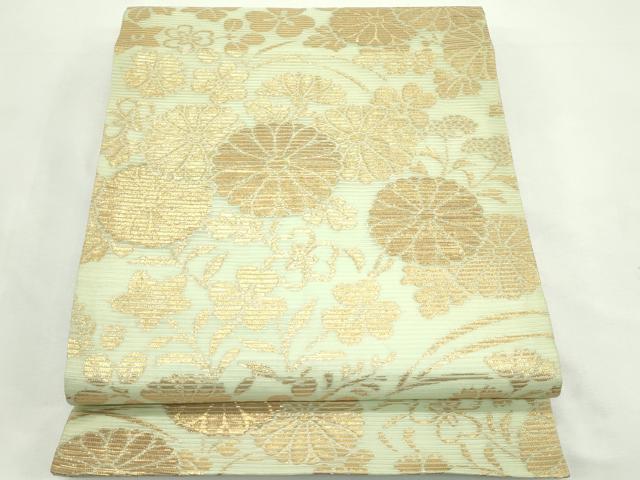 平和屋着物＊夏物　全通柄袋帯　秋草文　金糸　正絹　逸品　CABL5317rv