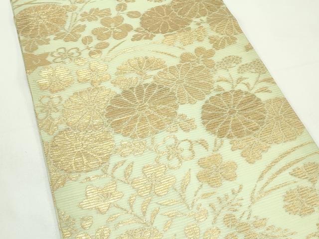 平和屋着物＊夏物　全通柄袋帯　秋草文　金糸　正絹　逸品　CABL5317rv