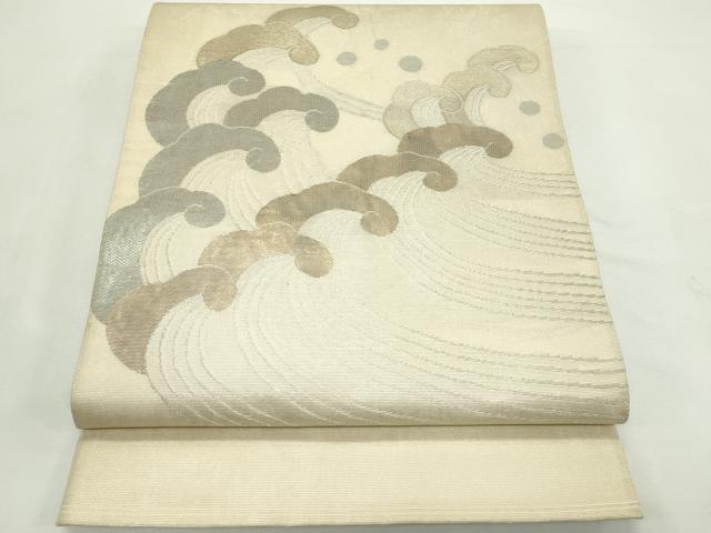 平和屋着物＊夏物　太鼓柄袋帯　立波文　金銀糸　正絹　逸品　CABL5319rv
