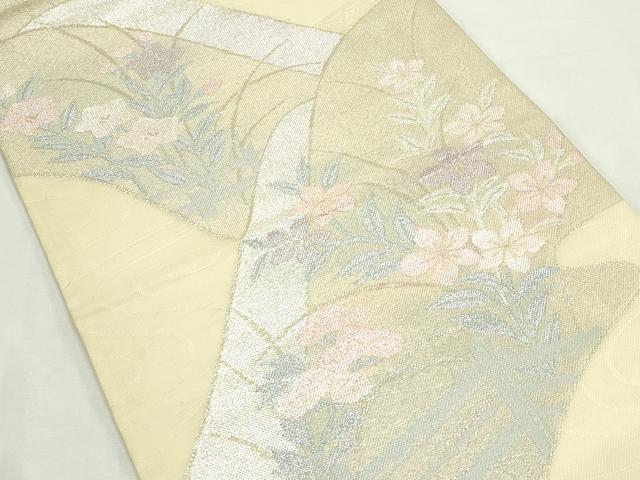 平和屋着物＊夏物　六通柄袋帯　秋草文　銀糸　正絹　逸品　CABL5320rv