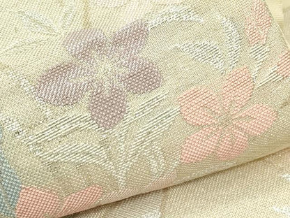平和屋着物＊夏物　六通柄袋帯　秋草文　銀糸　正絹　逸品　CABL5320rv