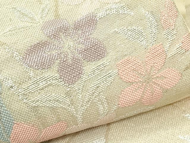 平和屋着物＊夏物　六通柄袋帯　秋草文　銀糸　正絹　逸品　CABL5320rv