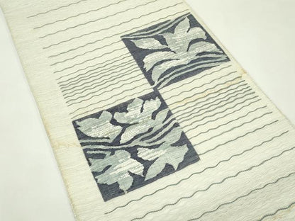 平和屋着物＊夏物　太鼓柄袋帯　すくい織　草花文　正絹　逸品　未使用　CABL5337rv